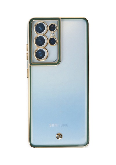Samsung Galaxy Uyumlu   S21 Ultra Kılıf Liva Lens Silikon - Yeşil