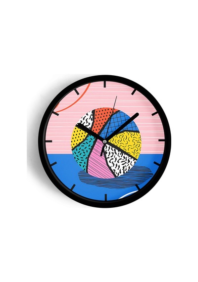 Soyut Renkli Basketbol Topu Tasarım Modern Duvar Saati - 25cm - Önü Camlı Siyah Kasa-jh0182 Siyah