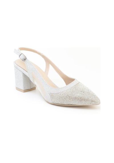 Nesilshoes Nesil Shoes Özma 7025 Gümüş Taşlı Kadın Sandalet GÜMÜŞ