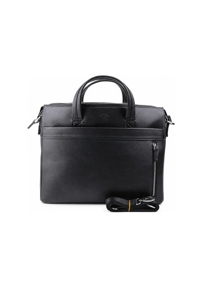 Alphaclub Bag Erkek Siyah Hakiki Deri Laptop Bölmeli El Ve Omuz Askılı Fermuarlı Laptop Ve Evrak Çantası