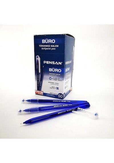 Tükenmez- Pensan 2270 Büro 1mm Mavi 50'li Kutu Çok Renkli