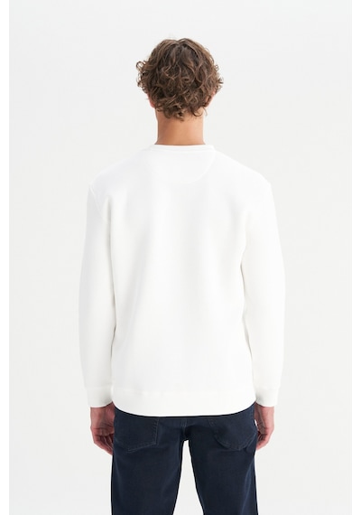 Wrangler Pamuklu Regular Fit Normal Kesim Bisiklet Yaka Logo Detaylı Sweatshirt Beyaz