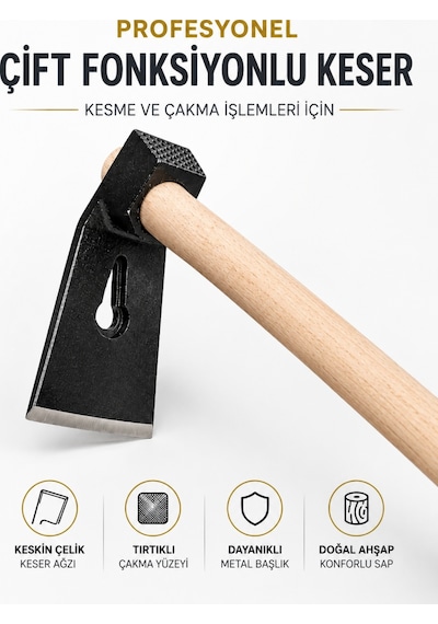 500 Gr Çelik Keser Dayanıklı Çift Yönlü Ahşap Saplı Ergonomik