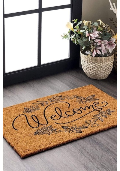 Paspas Welcome Flower Desenli Kapı Önü Paspası Çok Renkli