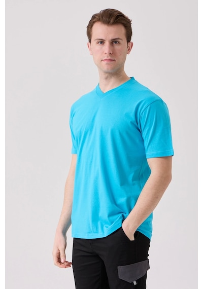 Galanthus V Yaka T-shirt - Nefes Alabilir, Rahat Ve Sade Tasarım Turkuaz