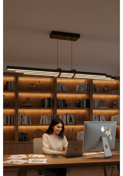 Cosmo Gold Lineer Led Sarkıt Avize Kumandalı Dim Edilebilir Aşağı Işık Beyaz Işık