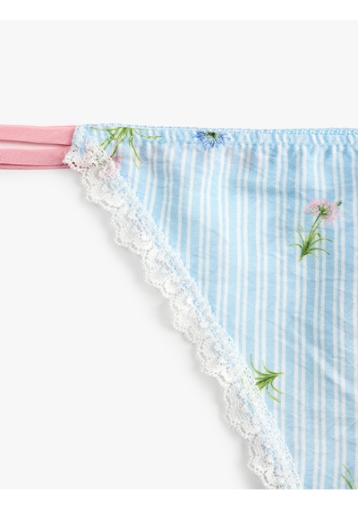 Koton Dantelli Lastik Detaylı Çiçek Desenli Viskon Çizgili String Külot Mavi Desenli 6slk30228mk Koton Dantelli Lastik Detaylı Çiçek Desenli Viskon Çizgili String Külot Mavi Desenli 6slk30228mk