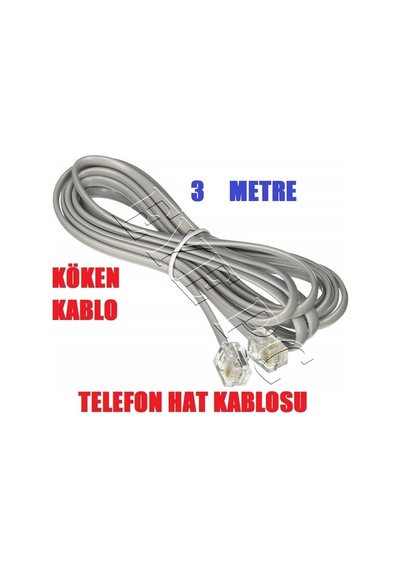 3 Metre Üç Mt Köken Telefon Modem Adsl Vdsl Hat Kablosu