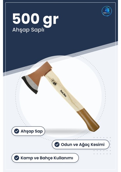 Balta 500 Gr Ahşap Saplı Kamp Odun Kesme Bahçe Ağaç Kesim Hırdava
