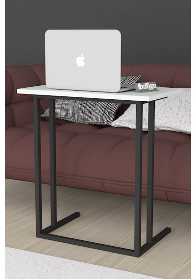 Bofigo Metal Ayaklı Laptop Sehpası Kahvaltı Masası Beyaz