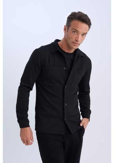 DeFacto Regular Fit Polo Yaka Gömlek Ceket D7243AX25SPBK81