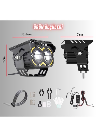 Led Drl Motosiklet Sis Farı Çakarlı Off Road 4 Mod Delici 12v-24v