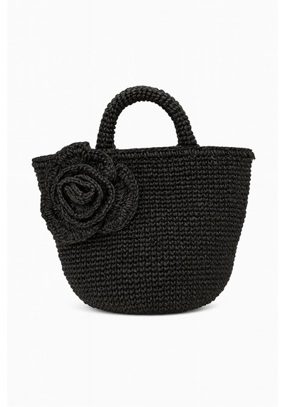 Buva Rosy Mini City Bag- Kağıt İp El Çantası Siyah