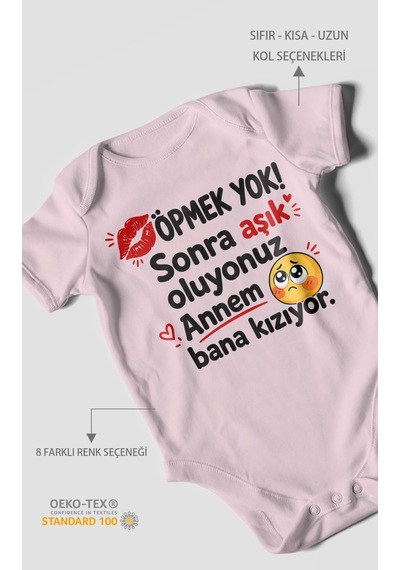 Morivokids Anneye Özel Kısa Kollu Bebek Body %100 Pamuk Zbn172-kk Bebe Pembe