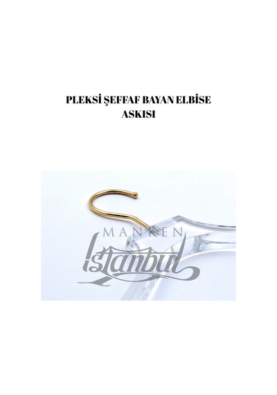 Elbise Askısı 40 Cm Pleksi Şeffaf Gold Kancalı Ceket Palto Askısı Business Class 3 Adet Diğer