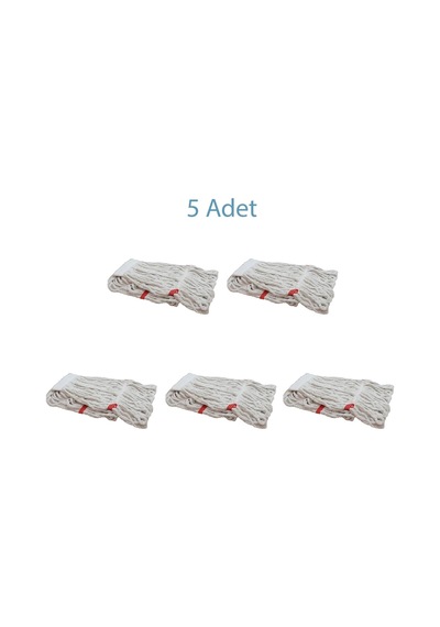 Dar Yedek Islak Mop Paspas Ucu Başlığı Püskül -17 Cm. -pamuklu -350 Gram. -beyaz - 5 Adet Genel