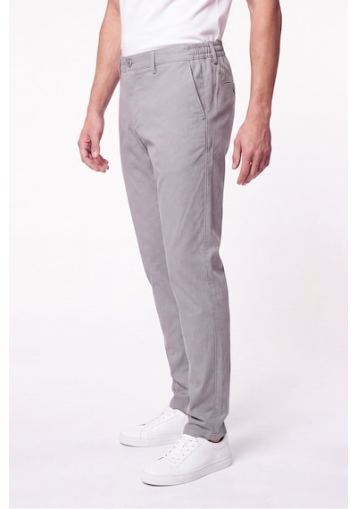 Comfort Fit Beli Lastikli Esnek Keten Gri Pantolon P 1221