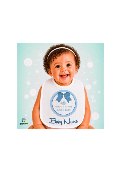 Kişiye Özel Baby Boy Keten Bebek Mama Önlüğü Yumuşak - Emici - Yıkanabilir - Özel Tasarım P072 Çok Renkli