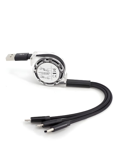 Alfais 6002 Usb To Type-c Micro Usb Lightning Çoklu Şarj Kablosu Universal Makaralı 3'ü 1 Arada