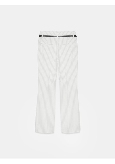 Dilvin 72691 Kemerli İspanyol Paça Pantolon-beyaz