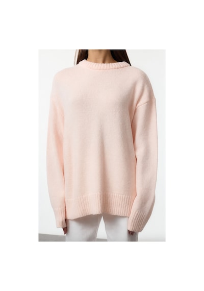 Maison Velora Kadın Pembe Bisiklet Yaka Oversize Basic Triko Kazak Pudra 923600247 Pudra
