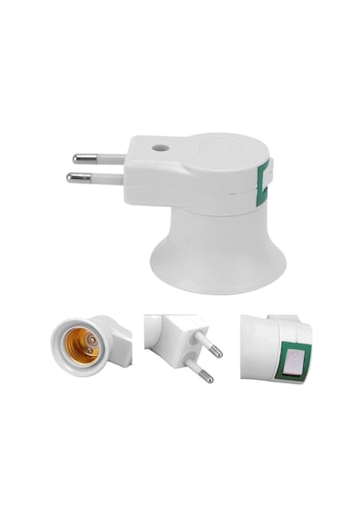 3 Adet E27 Duy Fiş Adaptörü, Aç/kapa Anahtarlı, Prize Takılan Tak Çalıştır Gece Lambası Duy Aparatı