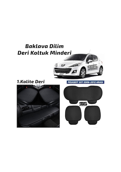 Peugeot 207 2006-2012 Arası Siyah Deri Oto Koltuk Minderi