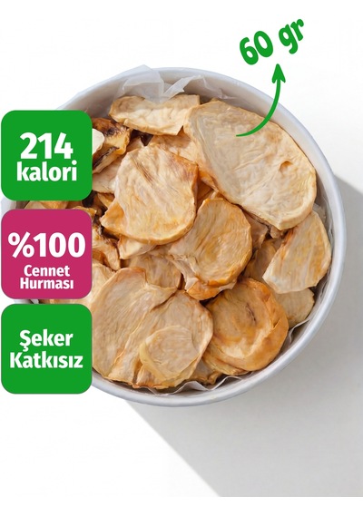 Freeze Dried Dilim Cennet Hurması Dondurularak Kurutulmuş Meyve Cipsi 60 G