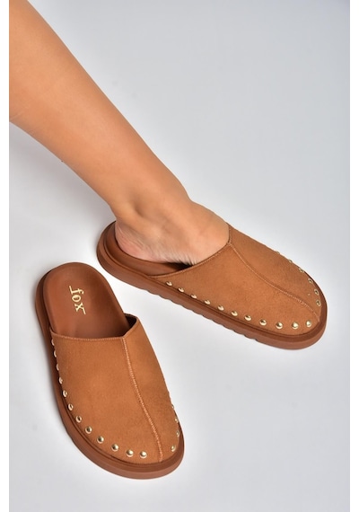 Fox Shoes Y918132902 Taba Süet Önü Kapalı Sabo Terlik