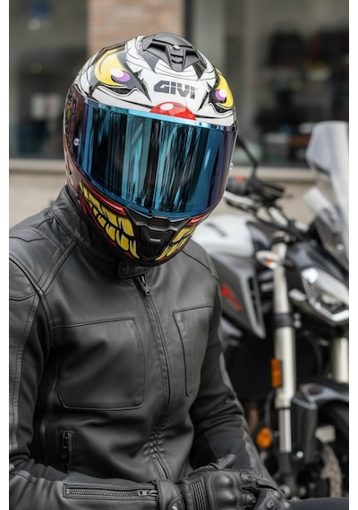 Gıvı 50.x Joke  1 Renkli 1 Şeffaf Vizörlü Motosiklet Kask Lacivert Vizör + Şeffaf