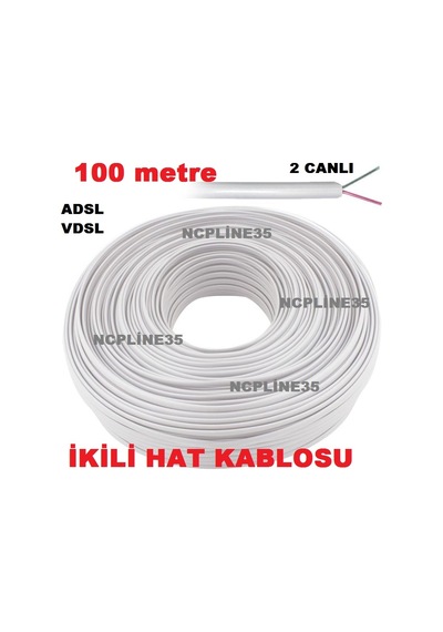 Beyaz 100 Metre 2 Canlı Vdsl Adsl Hat Kablosu Bina Giriş Modem