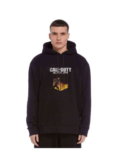 Call Of Duty Black Ops Baskılı Siyah Erkek Örme Kapşonlu Sweat (531008223)