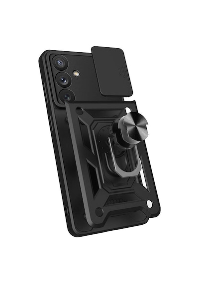 Galaxy Uyumlu A54 Kılıf Sürgülü Kamera Koruyucu Manyetik Standlı Tank Koruma Pazarplus Siyah