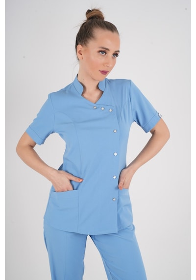 Aylu Model Soft Likra Bebe Mavisi Doktor Hemşire Hastane Scrubs Üniforma Takımı Bebe Mavi