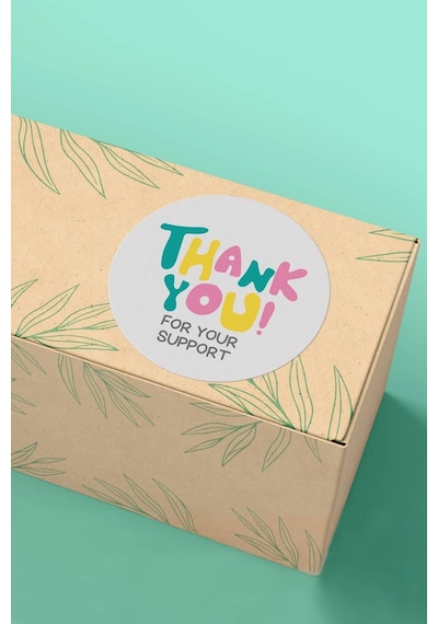 Renkli Thank You For Your Support Sticker 3x3cm St2244 Çok Renkli