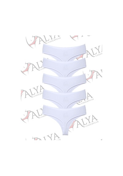 Alya Underwear Kadın Külot Yüksek Bel Tanga, Toparlayıcı - 2 Siyah, 1 Beyaz, 2 Ten S, M, L, Xl, 2xl - 5 Adet Beyaz P05