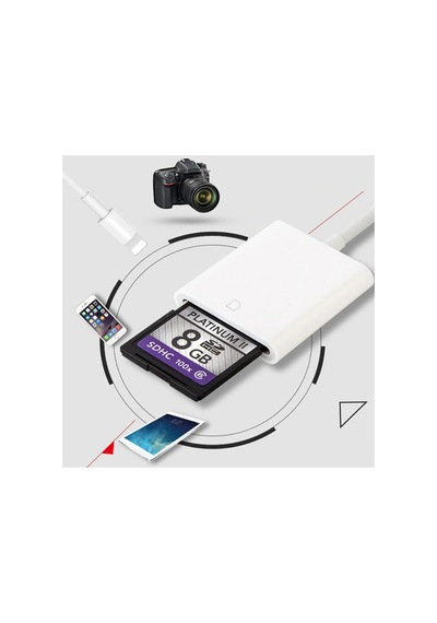 Apple Uyumlu iPhone/Apple Uyumlu iPad Lightning To Sd Kart Hafıza Kart Adaptörü Nk105- 5775 - Karbul7347-9066 Beyaz