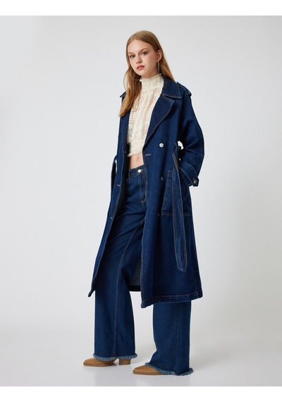Koton Denim Trençkot Uzun Kruvaze Yaka Apoletli Kemer Detaylı Cepli Koyu İndigo 5wal50019md Koyu İndigo Koton Denim Trençkot Uzun Kruvaze Yaka Apoletli Kemer Detaylı Cepli Koyu İndigo 5wal50019md Koyu İndigo