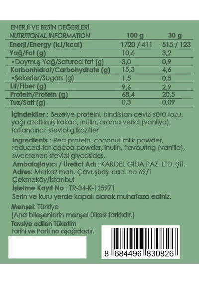 Fibrelle Pure Plant Protein Bitkisel Protein Karışımı 400 G Vanilya