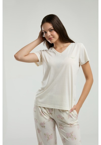 Pierre Cardin Kadın Beyaz Pijama Takımı Pc9006-s-v1 Beyaz