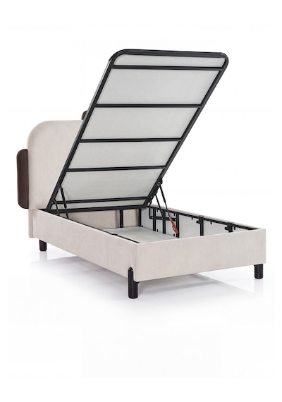 Smart Krem Lüx Sandıklı Tek Kişilik Baza, Yatak Bazası Geniş Hacimli, Dayanıklı Metal Baza Başlık Ve Yatak Yoktur. 120 x 200 CM