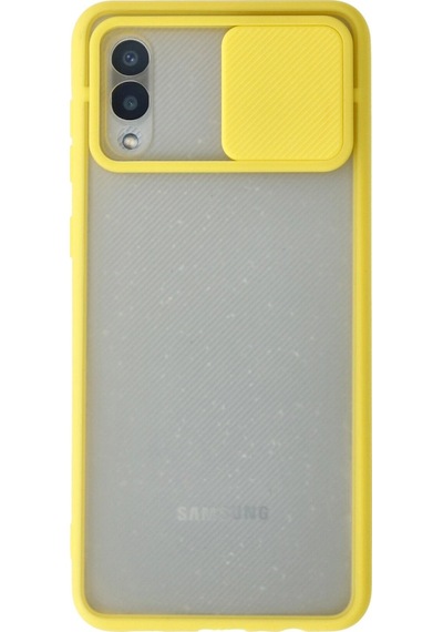 Samsung Galaxy A02 Kılıf Palm Buzlu Kamera Sürgülü Silikon - Sarı