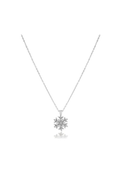 Zirkon Kar Tanesi Kolye Silver 45cm Gümüş