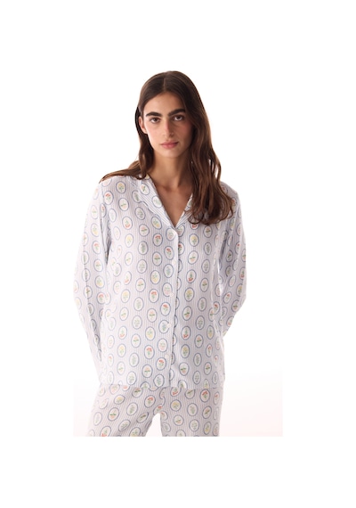 Penti Kırık Beyaz Cute Flowers Düğmeli Gömlek Pantolon Pijama Takımı Penti Kırık Beyaz Cute Flowers Düğmeli Gömlek Pantolon Pijama Takımı