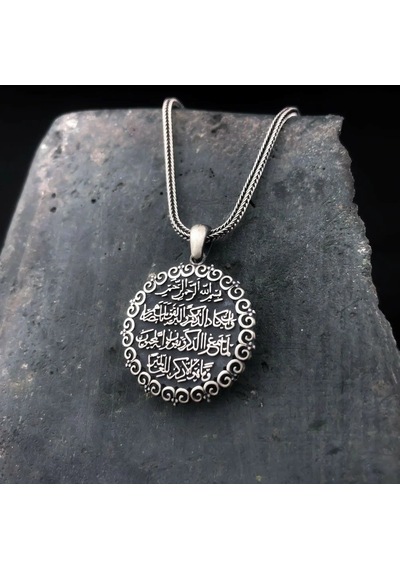 925 Ayar Gümüş Nazar Dualı Erkek Kolye Gümüş