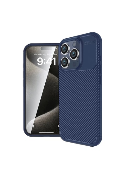 Newface Apple İphone 16 Pro Kılıf Auto Focus Karbon Kapak - Lacivert
