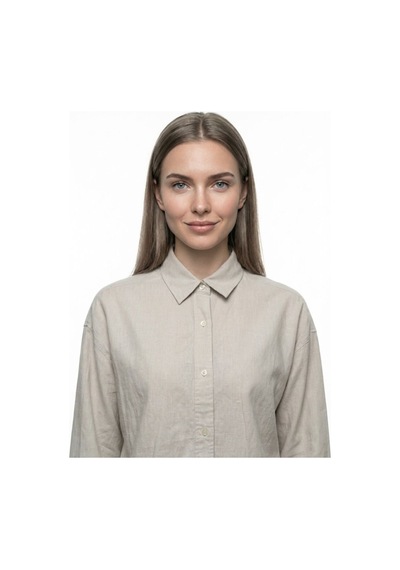 Long Crop Kadın Gömlek U.kol Light Beige
