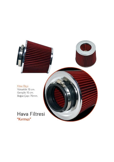Nyf Racing Hava Filtresi Kırmızı 15cmx15cm Giriş: 76mm Af09-rd&ch
