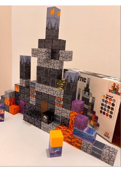 100 Parça Manyetik Bloklar Yapı Blokları Mavi Kale Temalı Yapı Taşı 2.5 Cm