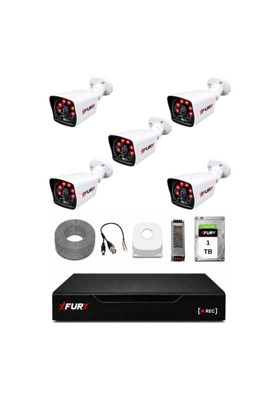 Fury 5 Kameralı Güvenlik Kamera Seti 2mp 1080p Full Hd 6 Atom Led Gece Görüşlü 1 Tb Hdd 5525